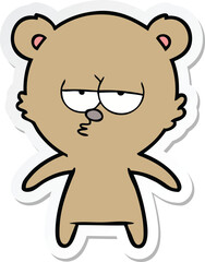 Obraz na płótnie Canvas sticker of a bored bear cartoon