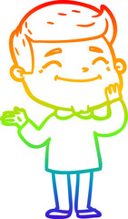 rainbow gradient line drawing happy cartoon man