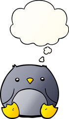 cartoon penguin and thought bubble in smooth gradient style