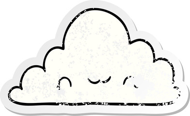 distressed sticker of a cute cartoon cloud