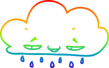 rainbow gradient line drawing cartoon rain cloud