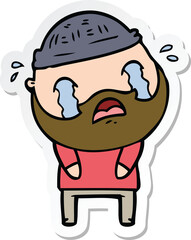 Obraz premium sticker of a cartoon bearded man crying