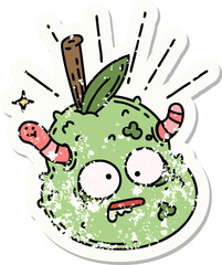 grunge sticker of tattoo style rotten pear