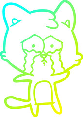 cold gradient line drawing cartoon cat
