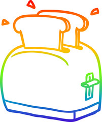 rainbow gradient line drawing toaster toasting bread