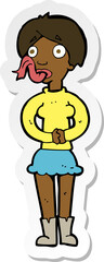 sticker of a cartoon woman with snake tongue