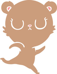 peaceful flat color style cartoon bear running