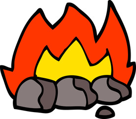 hand drawn doodle style cartoon burning coals