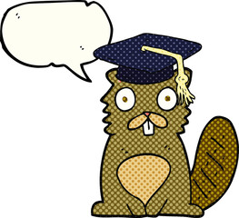 comic book speech bubble cartoon beaver graduate