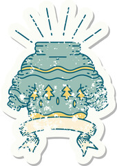 grunge sticker of tattoo style christmas jumper