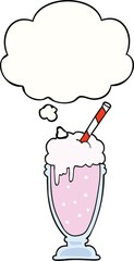 cartoon milkshake and thought bubble