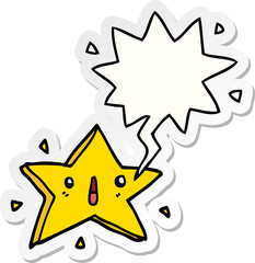 cute cartoon star and speech bubble sticker