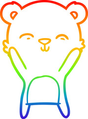 rainbow gradient line drawing happy cartoon polar bear