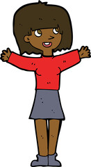 cartoon excited woman