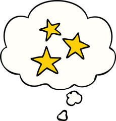 cartoon star symbols and thought bubble