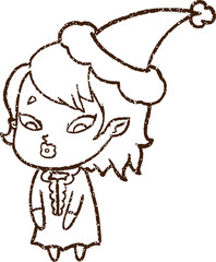 Christmas Vampire Charcoal Drawing