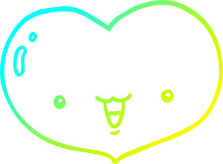 cold gradient line drawing cartoon love heart character