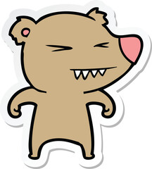 sticker of a angry bear cartoon