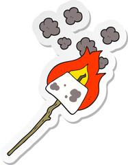 sticker of a cartoon marshmallow on stick