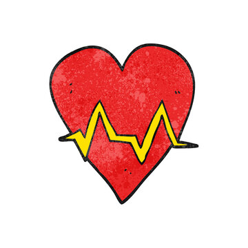 textured cartoon heart rate pulse symbol