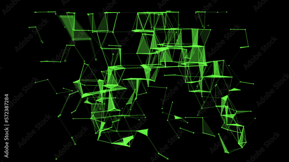 Poster network connection technology. abstract level structure with points, lines and triangles. digital fu