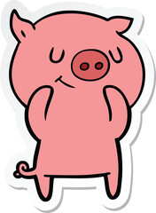 sticker of a happy cartoon pig