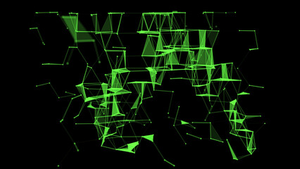 Network connection technology. Abstract level structure with points, lines and triangles. Digital futuristic background or wallpaper. Big data visualization. 3D rendering.