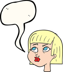 speech bubble cartoon female face