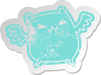distressed old sticker of a kawaii cute bat