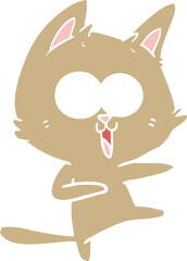 funny flat color style cartoon cat