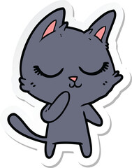 Obraz na płótnie Canvas sticker of a calm cartoon cat considering