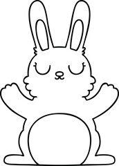 quirky line drawing cartoon rabbit