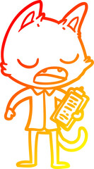 warm gradient line drawing talking cat boss