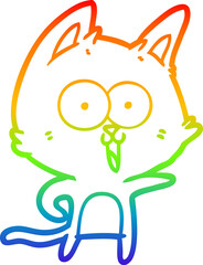 rainbow gradient line drawing funny cartoon cat