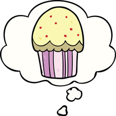 cartoon cupcake and thought bubble
