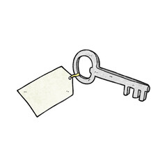 textured cartoon key with tag