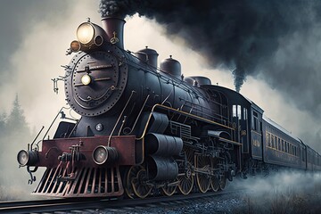 Naklejka premium steam train Generative Ai