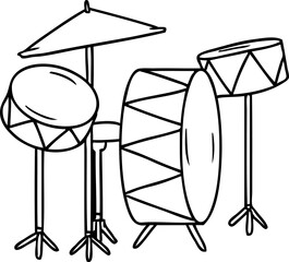 line drawing doodle of a drum kit