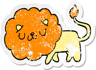 distressed sticker of a cartoon lion