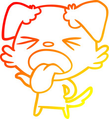 warm gradient line drawing cartoon disgusted dog