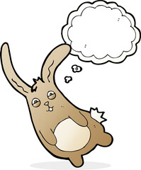funny cartoon rabbit with thought bubble