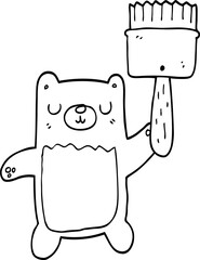 cartoon bear with paint brush
