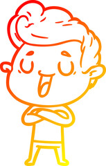 warm gradient line drawing happy cartoon man
