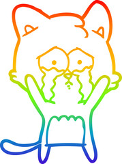 rainbow gradient line drawing cartoon cat