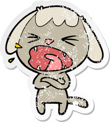 distressed sticker of a cute cartoon dog