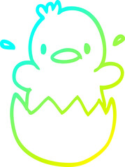 cold gradient line drawing cute cartoon chick