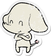 distressed sticker of a cute cartoon elephant