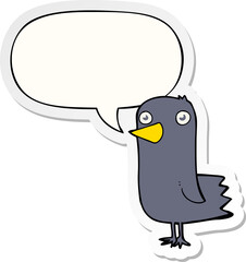 cartoon bird and speech bubble sticker