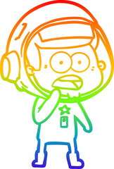 rainbow gradient line drawing cartoon surprised astronaut
