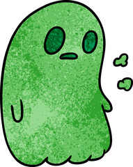 textured cartoon of a kawaii cute ghost